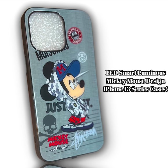 iPhone 13 | LED Sound Activated Tempered Glass  Cases | Mickey Mouse Design✨ - Picture 2 of 5